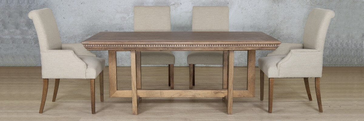 Bolton Fluted Wood Top & Baron 6 Seater Dining Set Dining room set Leather Gallery