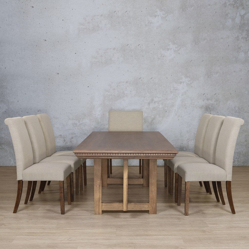 Bolton Fluted Wood Top & Baron 8 Seater Dining Set Dining room set Leather Gallery