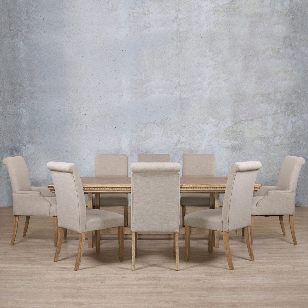 Bolton Fluted Wood Top & Baron 8 Seater Dining Set Dining room set Leather Gallery