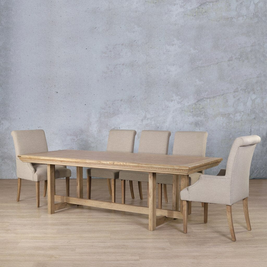 Bolton Fluted Wood Top & Baron 8 Seater Dining Set Dining room set Leather Gallery