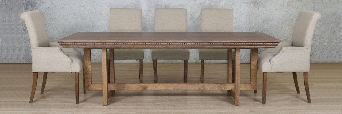 Bolton Fluted Wood Top & Baron 8 Seater Dining Set Dining room set Leather Gallery