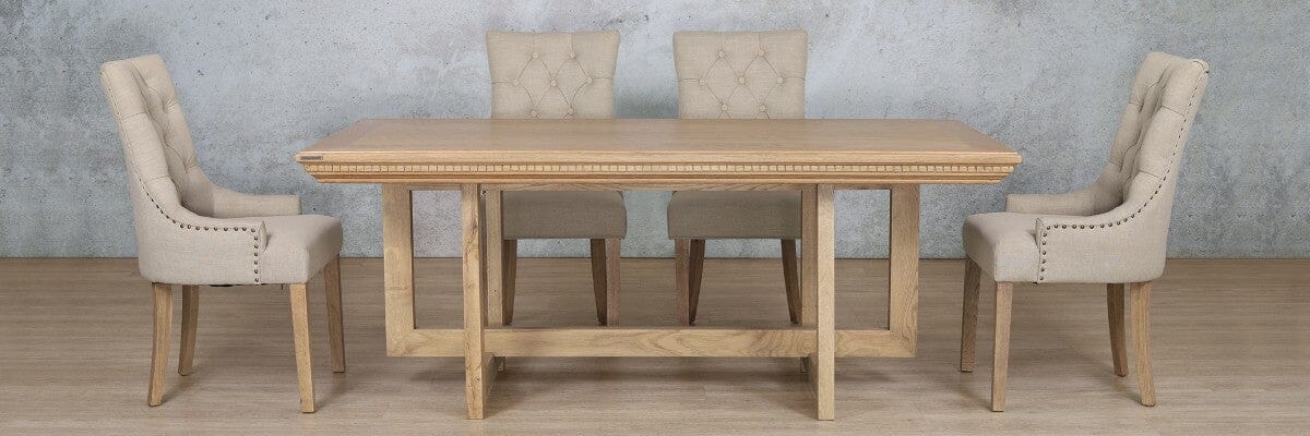 Bolton Fluted Wood Top & Duchess 6 Seater Dining Set Dining room set Leather Gallery
