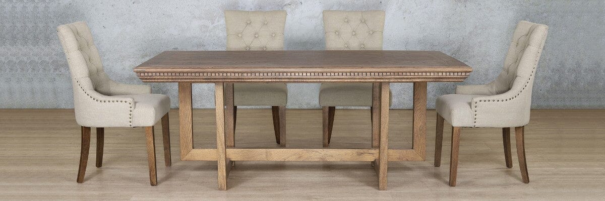 Bolton Fluted Wood Top & Duchess 6 Seater Dining Set Dining room set Leather Gallery