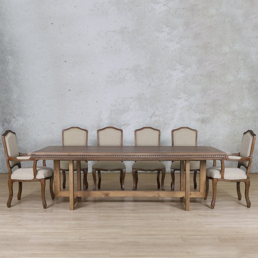 Bolton Fluted Wood Top & Duke 10 Seater Dining Set Dining room set Leather Gallery Antique Dark Oak