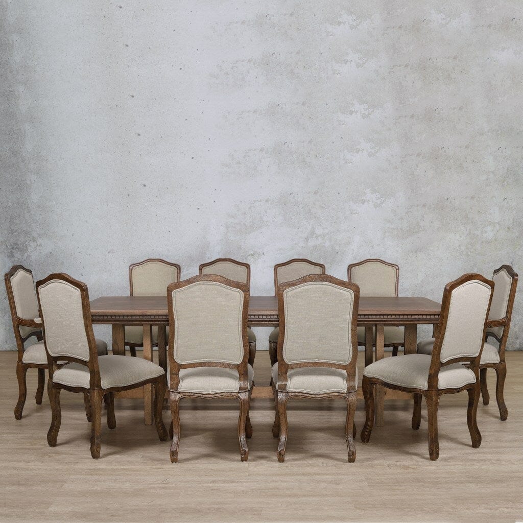 Bolton Fluted Wood Top & Duke 10 Seater Dining Set Dining room set Leather Gallery Antique Dark Oak