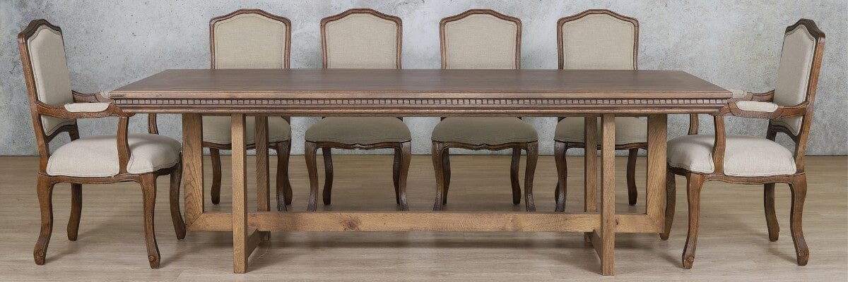 Bolton Fluted Wood Top & Duke 10 Seater Dining Set Dining room set Leather Gallery