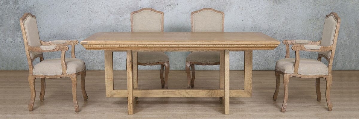 Bolton Fluted Wood Top & Duke 6 Seater Dining Set Dining room set Leather Gallery