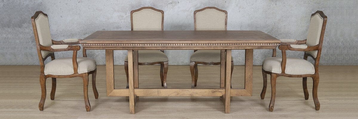 Bolton Fluted Wood Top & Duke 6 Seater Dining Set Dining room set Leather Gallery