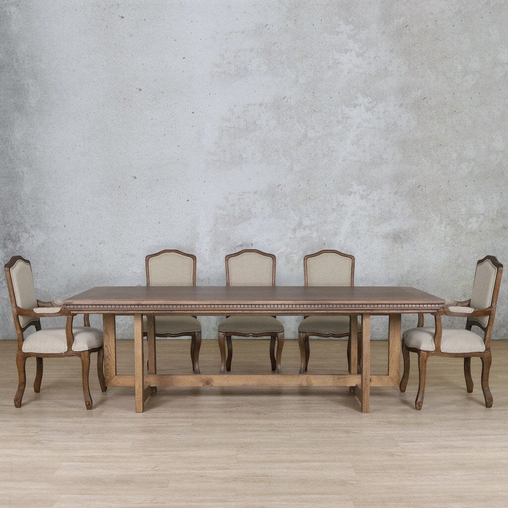 Bolton Fluted Wood Top & Duke 8 Seater Dining Set Dining room set Leather Gallery Antique Dark Oak