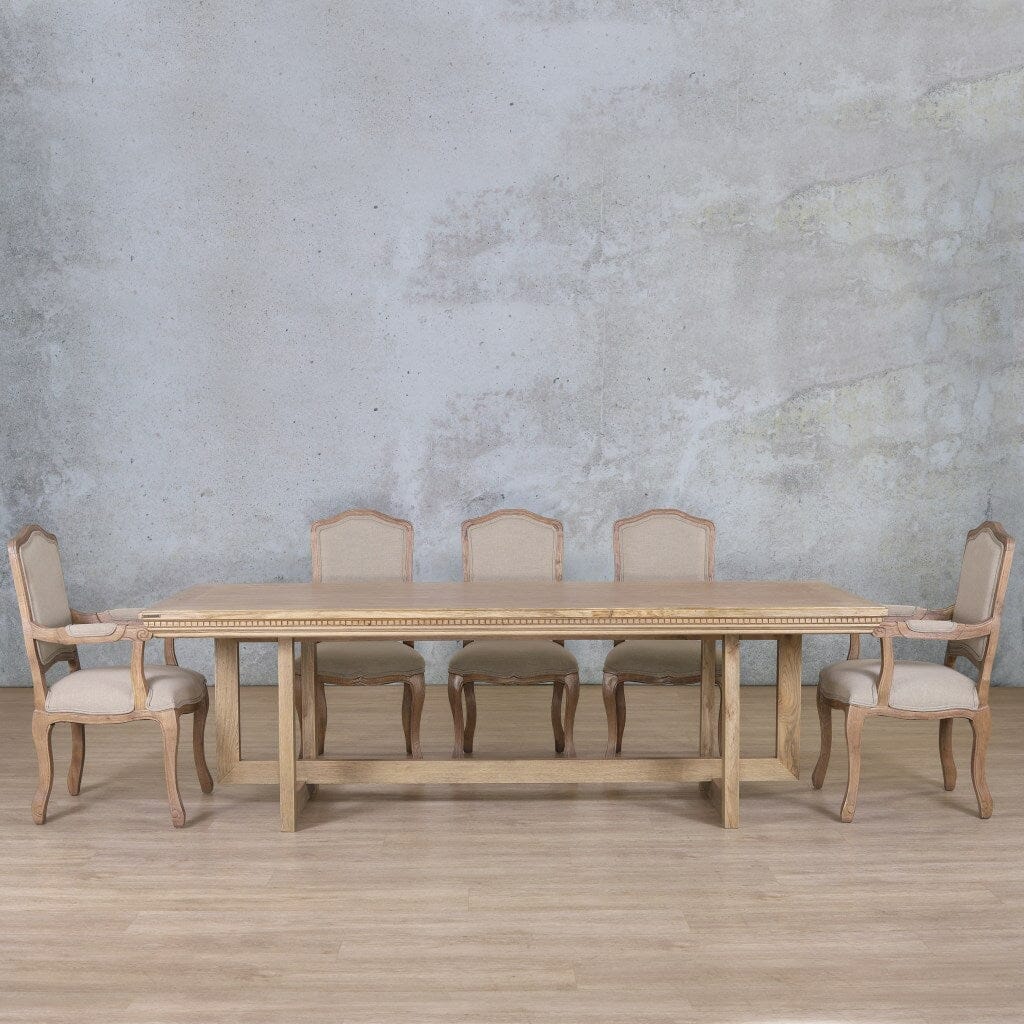 Bolton Fluted Wood Top & Duke 8 Seater Dining Set Dining room set Leather Gallery Antique Natural Oak