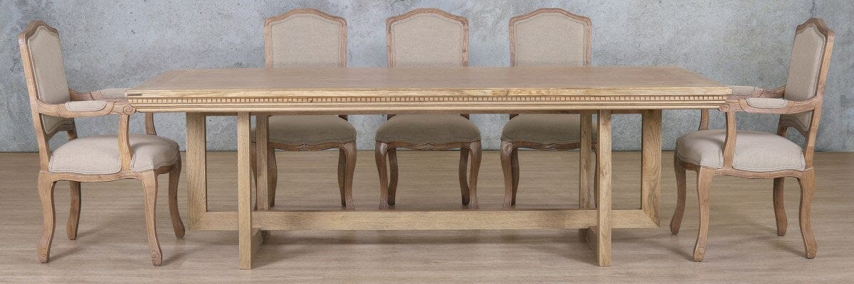 Bolton Fluted Wood Top & Duke 8 Seater Dining Set Dining room set Leather Gallery