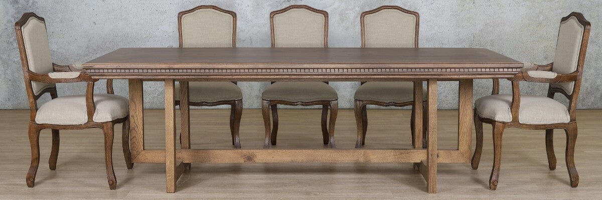 Bolton Fluted Wood Top & Duke 8 Seater Dining Set Dining room set Leather Gallery