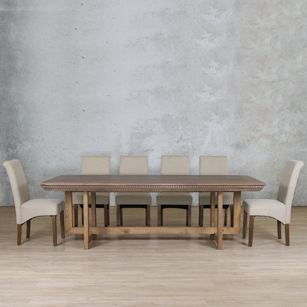 Bolton Fluted Wood Top & Windsor 10 Seater Dining Set Dining room set Leather Gallery Antique Dark Oak