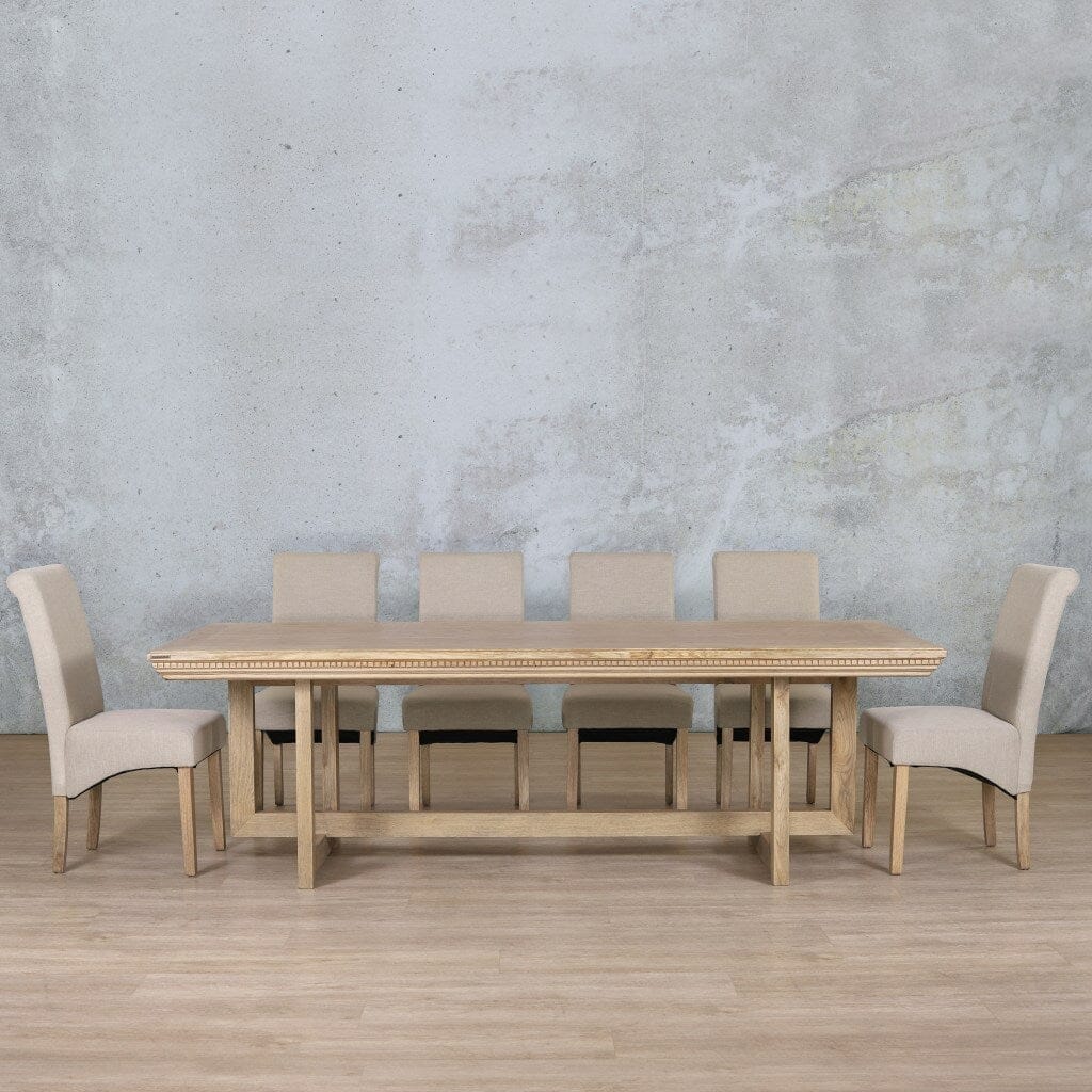 Bolton Fluted Wood Top & Windsor 10 Seater Dining Set Dining room set Leather Gallery Antique Natural Oak