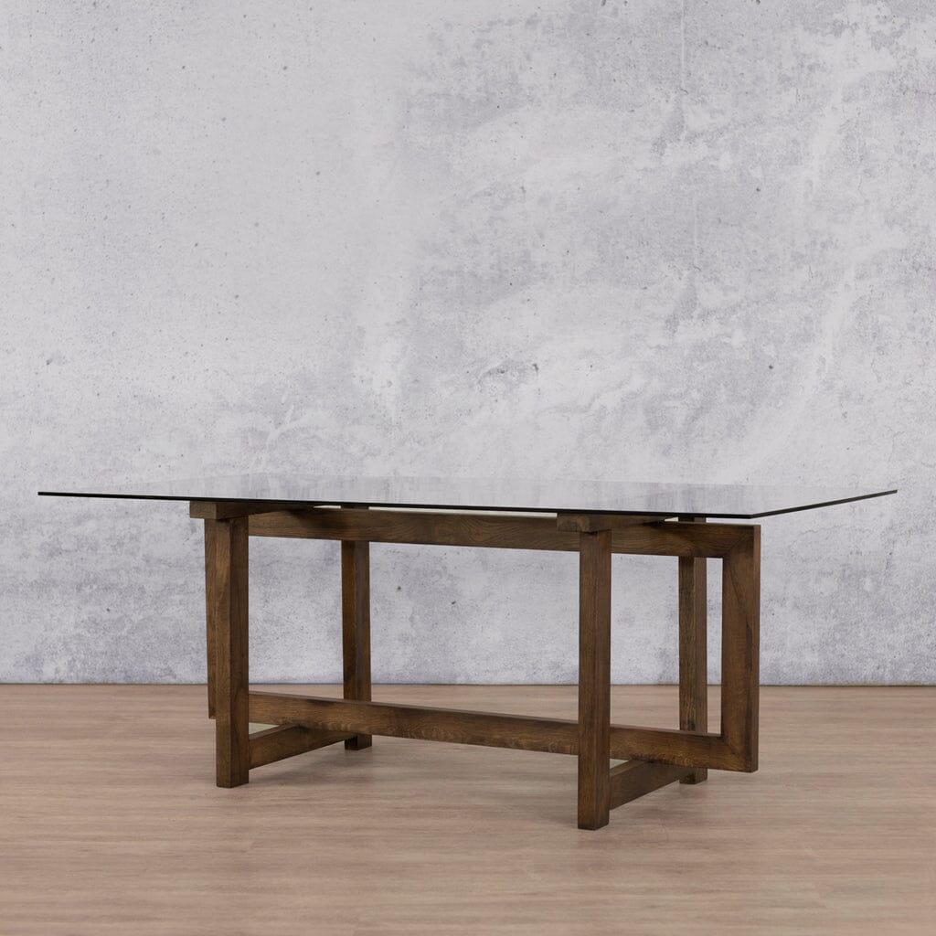 Bolton Glass Dining Table - 1.9M / 6 Seater Dining Table Leather Gallery- antique dark oak