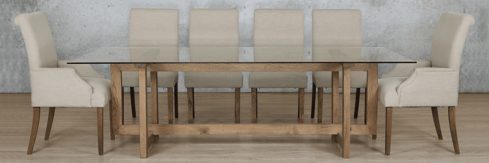 Bolton Glass Top & Baron 10 Seater Dining Set Dining room set Leather Gallery