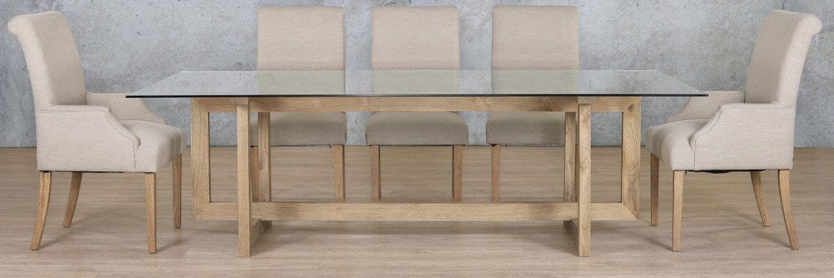 Bolton Glass Top & Baron 8 Seater Dining Set Dining room set Leather Gallery