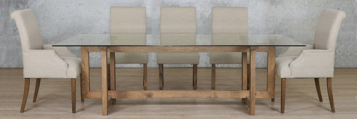 Bolton Glass Top & Baron 8 Seater Dining Set Dining room set Leather Gallery