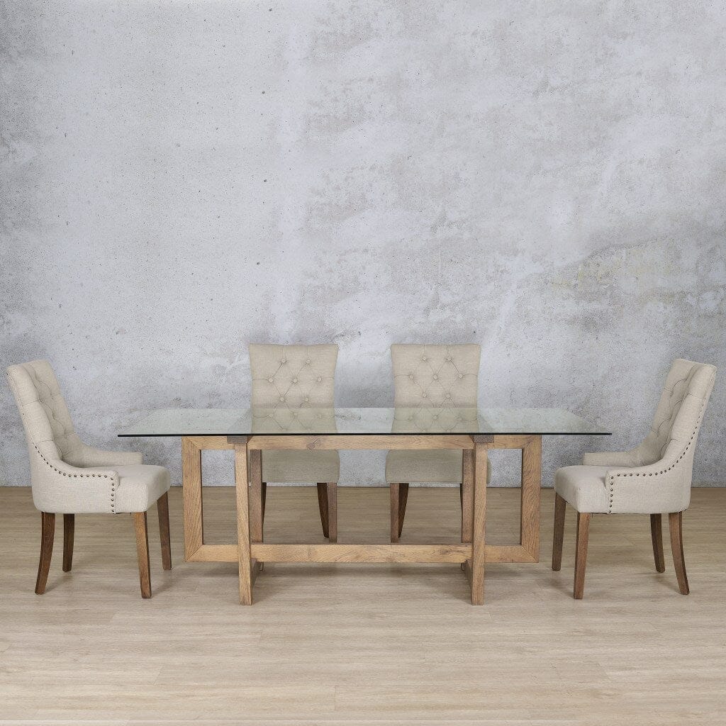 Bolton Glass Top & Duchess 6 Seater Dining Set Dining room set Leather Gallery Antique Dark Oak