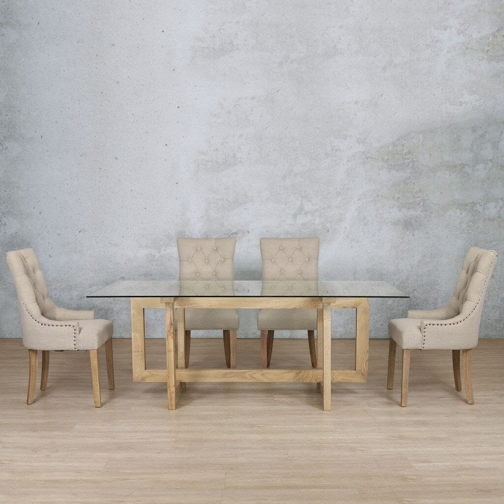 Bolton Glass Top & Duchess 6 Seater Dining Set Dining room set Leather Gallery Antique Natural Oak
