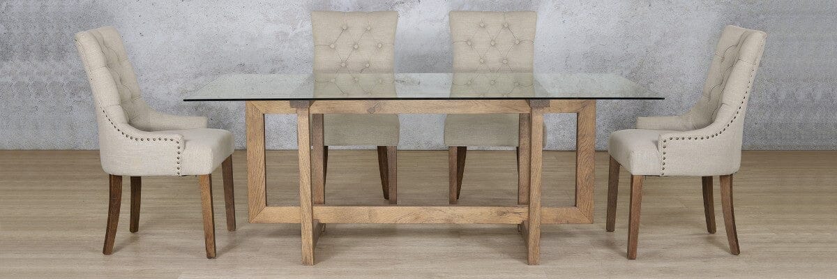 Bolton Glass Top & Duchess 6 Seater Dining Set Dining room set Leather Gallery