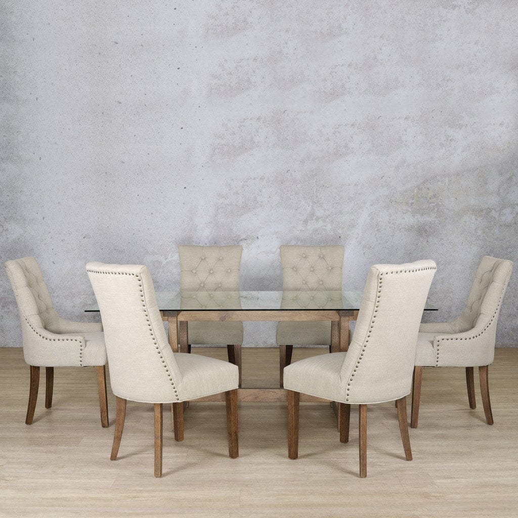 Bolton Glass Top & Duchess 6 Seater Dining Set Dining room set Leather Gallery Antique Dark Oak