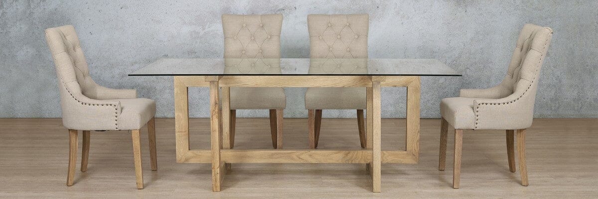 Bolton Glass Top & Duchess 6 Seater Dining Set Dining room set Leather Gallery