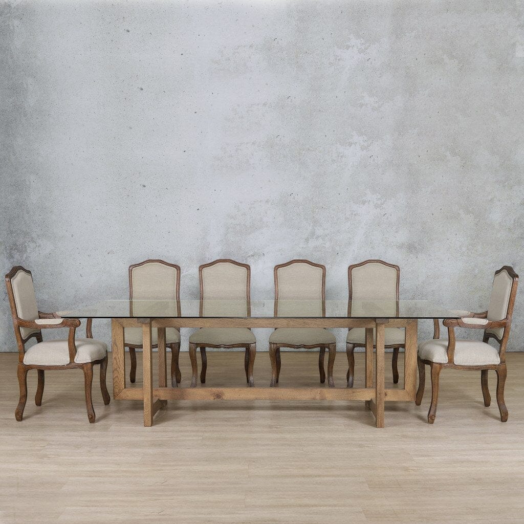 Bolton Glass Top & Duke 10 Seater Dining Set Dining room set Leather Gallery Antique Dark Oak