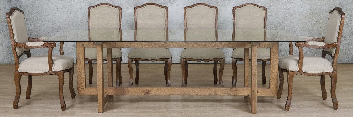 Bolton Glass Top & Duke 10 Seater Dining Set Dining room set Leather Gallery
