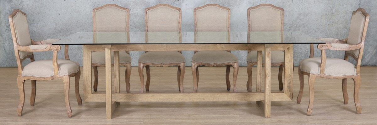 Bolton Glass Top & Duke 10 Seater Dining Set Dining room set Leather Gallery