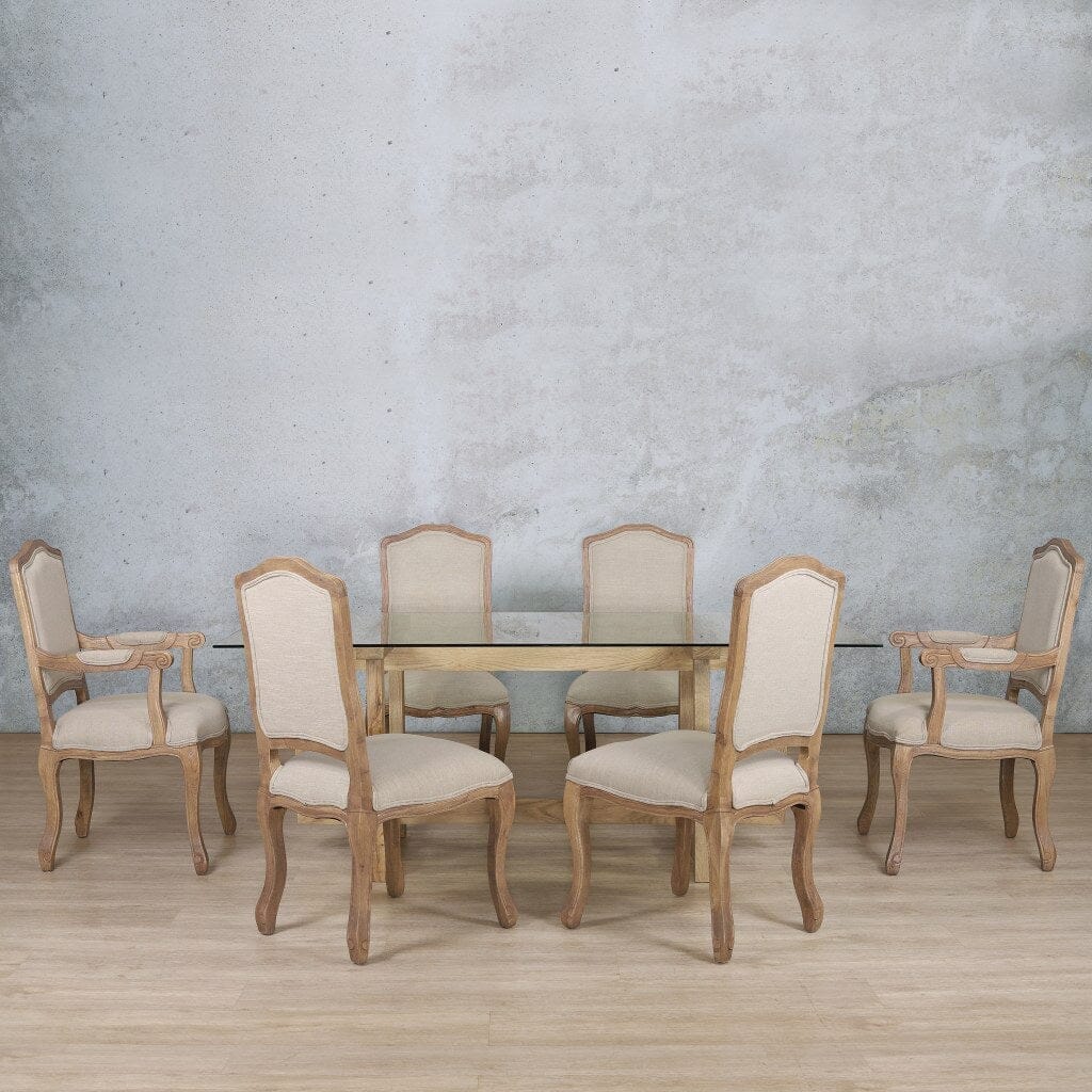 Bolton Glass Top & Duke 6 Seater Dining Set Dining room set Leather Gallery Antique Natural Oak