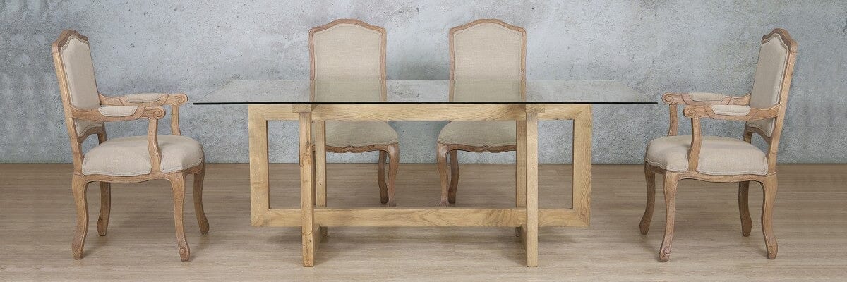 Bolton Glass Top & Duke 6 Seater Dining Set Dining room set Leather Gallery