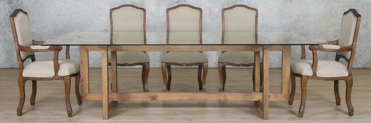 Bolton Glass Top & Duke 8 Seater Dining Set Dining room set Leather Gallery