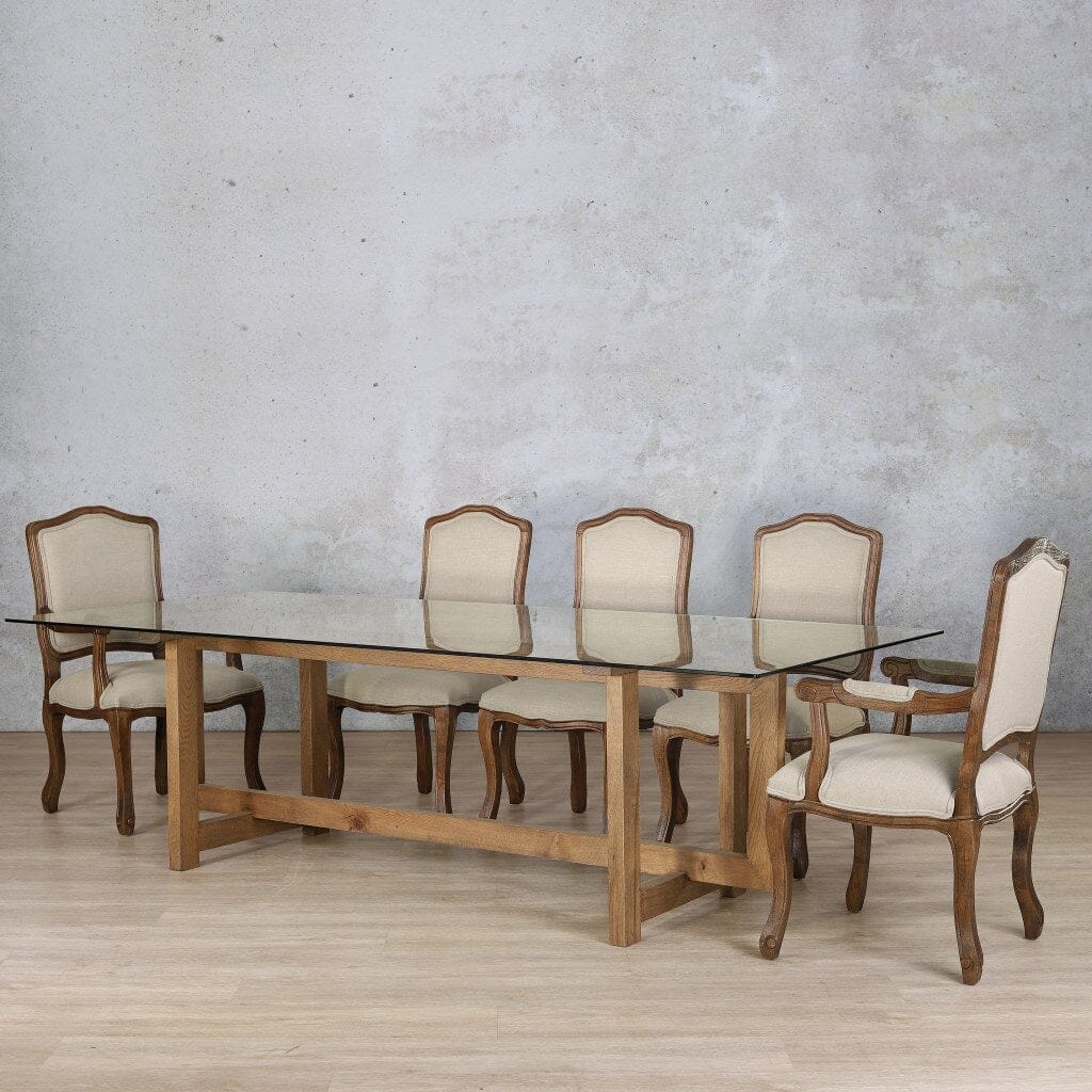 Bolton Glass Top & Duke 8 Seater Dining Set Dining room set Leather Gallery Antique Dark Oak