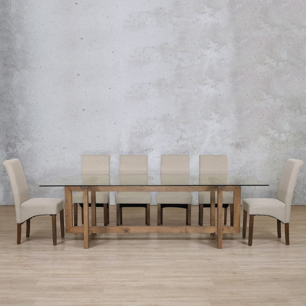Bolton Glass Top & Windsor 10 Seater Dining Set Dining room set Leather Gallery Antique Dark Oak