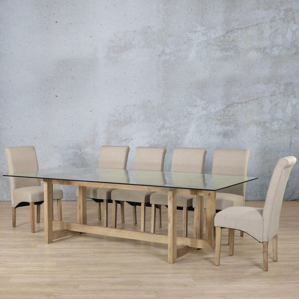 Bolton Glass Top & Windsor 10 Seater Dining Set Dining room set Leather Gallery Antique Dark Oak