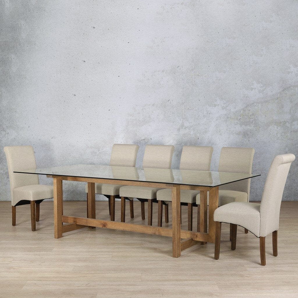 Bolton Glass Top & Windsor 10 Seater Dining Set Dining room set Leather Gallery Antique Dark Oak