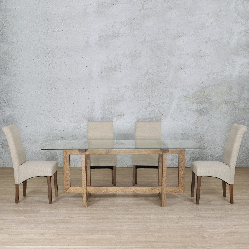 Bolton Glass Top & Windsor 6 Seater Dining Set Dining room set Leather Gallery Antique Dark Oak