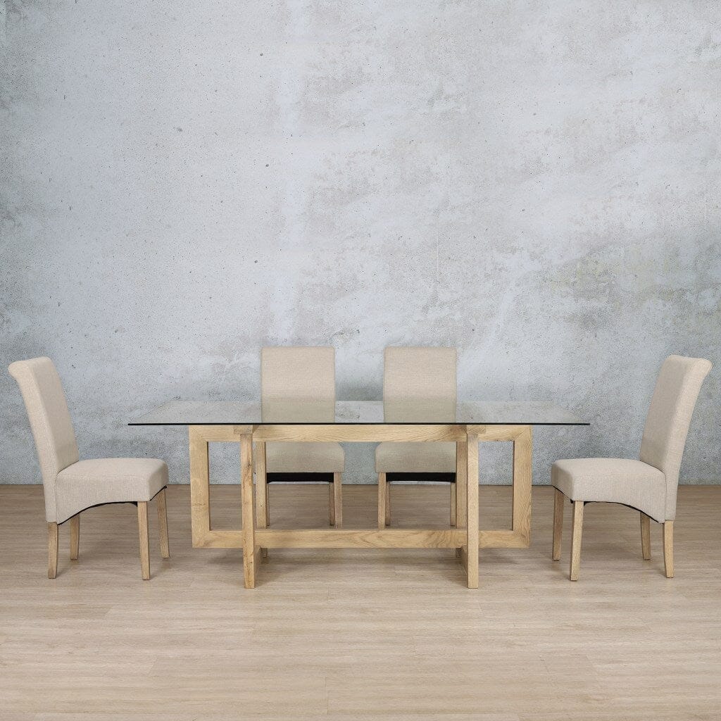 Bolton Glass Top & Windsor 6 Seater Dining Set Dining room set Leather Gallery Antique Natural Oak