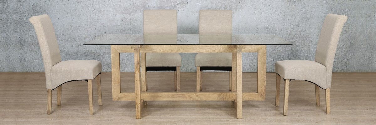 Bolton Glass Top & Windsor 6 Seater Dining Set Dining room set Leather Gallery