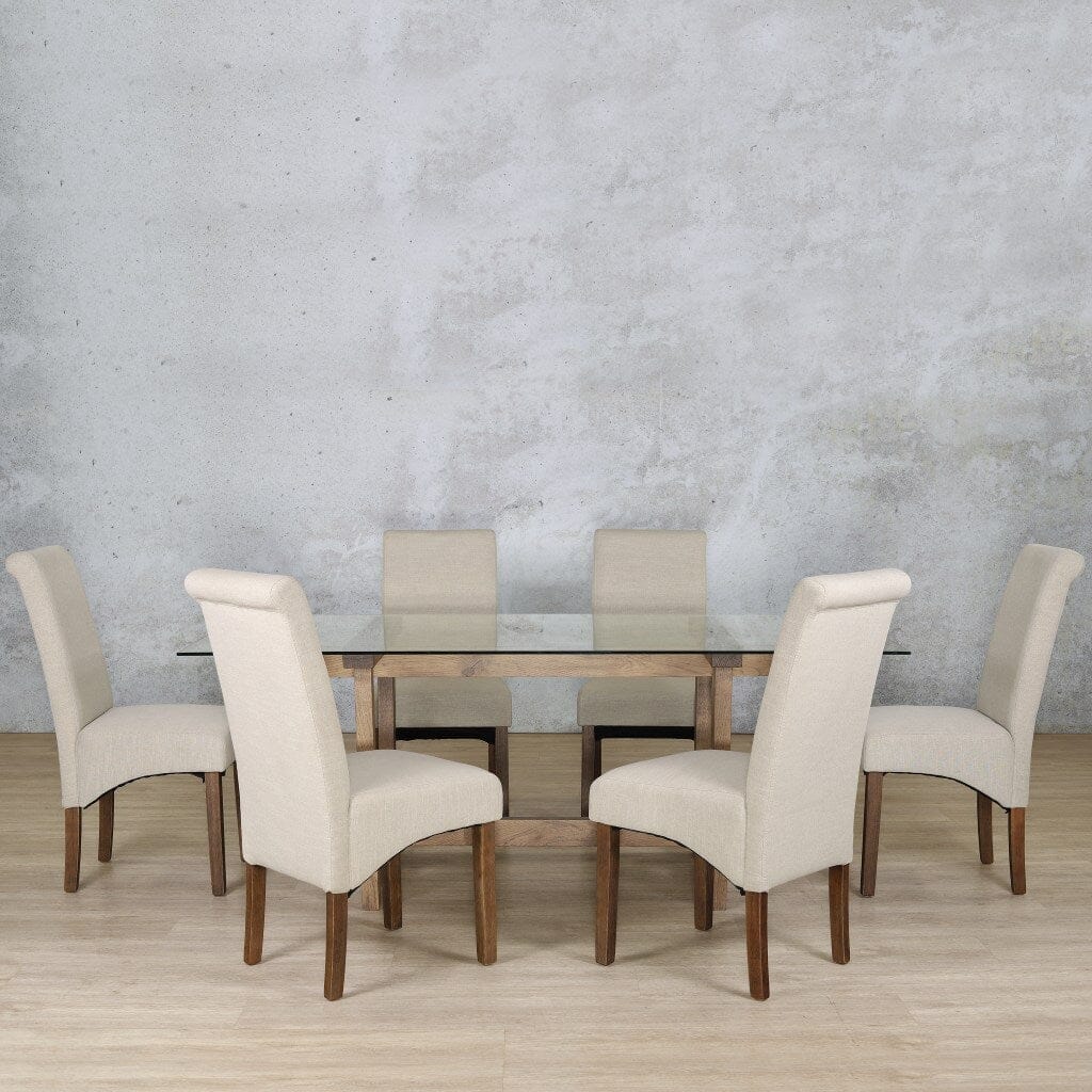 Bolton Glass Top & Windsor 6 Seater Dining Set Dining room set Leather Gallery Antique Dark Oak