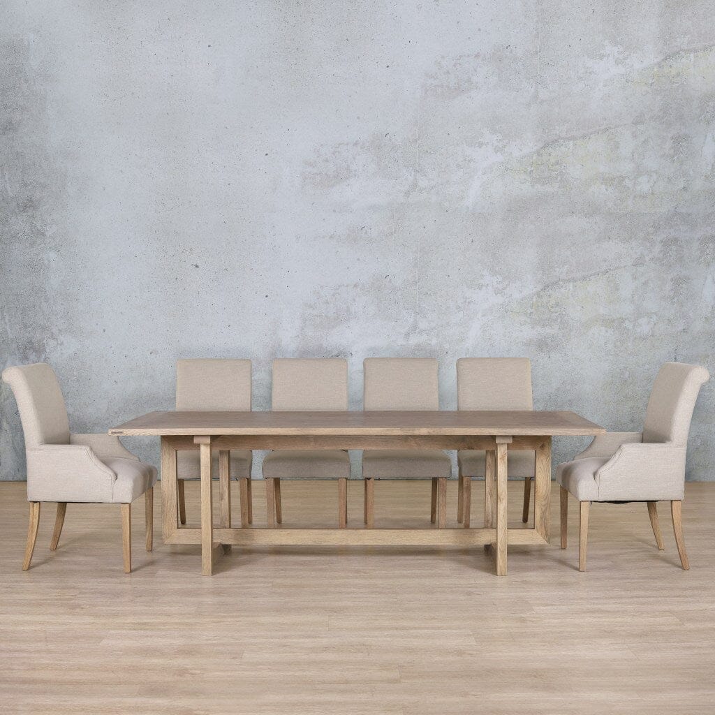 Bolton Wood Top & Baron 10 Seater Dining Set Dining room set Leather Gallery Antique Natural Oak