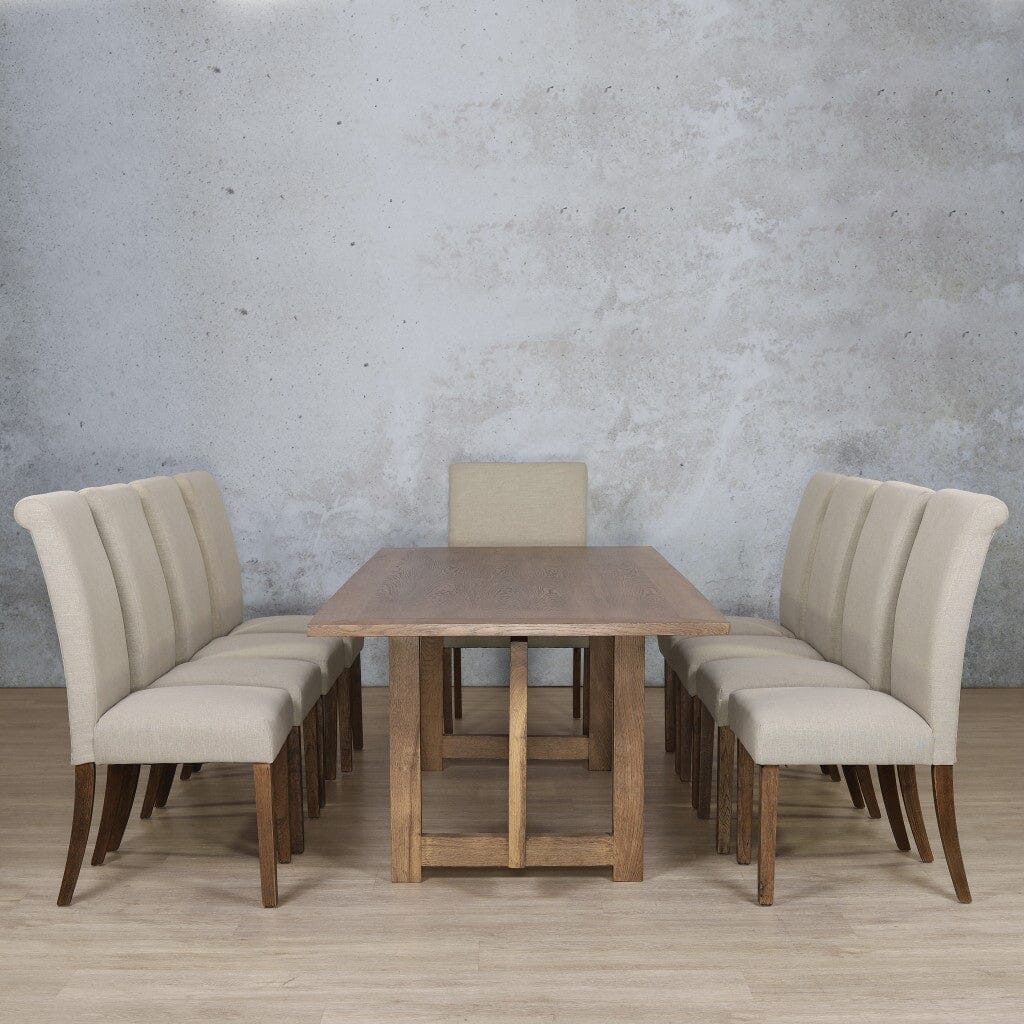 Bolton Wood Top & Baron 10 Seater Dining Set Dining room set Leather Gallery Antique Dark Oak