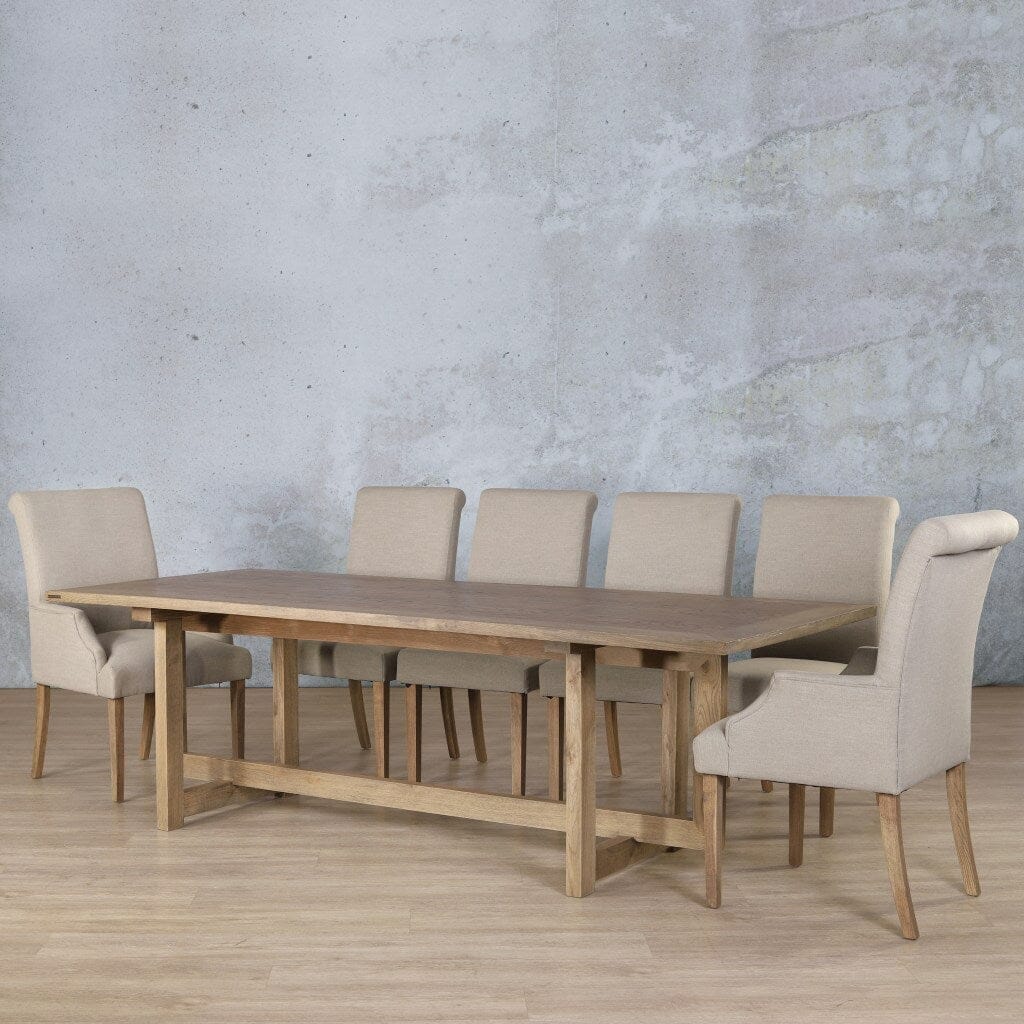 Bolton Wood Top & Baron 10 Seater Dining Set Dining room set Leather Gallery Antique Natural Oak