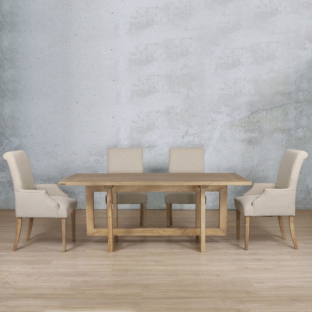 Bolton Wood Top & Baron 6 Seater Dining Set Dining room set Leather Gallery Antique Natural Oak