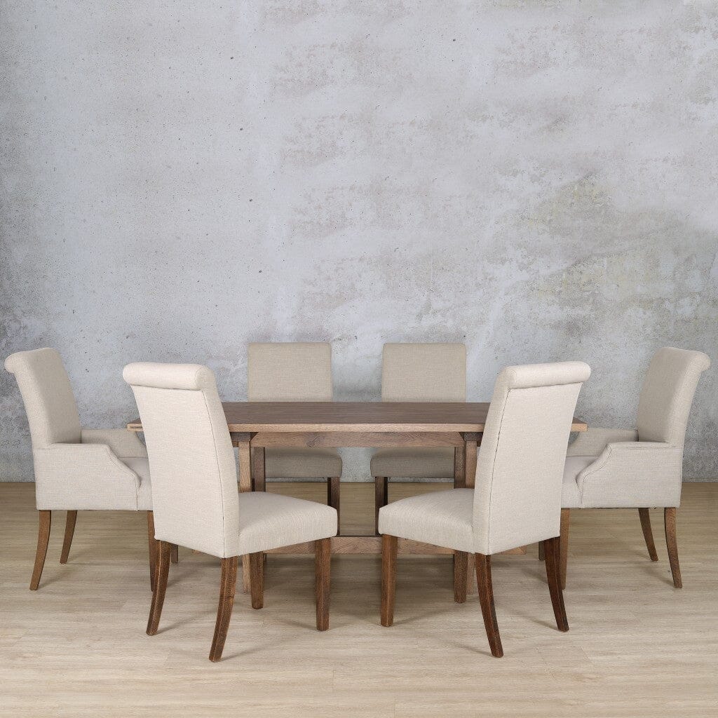 Bolton Wood Top & Baron 6 Seater Dining Set Dining room set Leather Gallery Antique Dark Oak