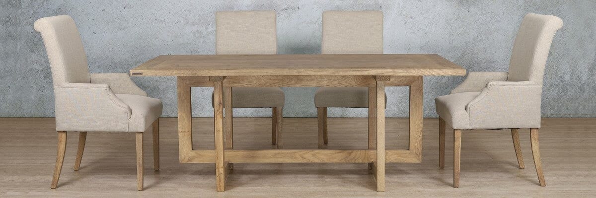 Bolton Wood Top & Baron 6 Seater Dining Set Dining room set Leather Gallery
