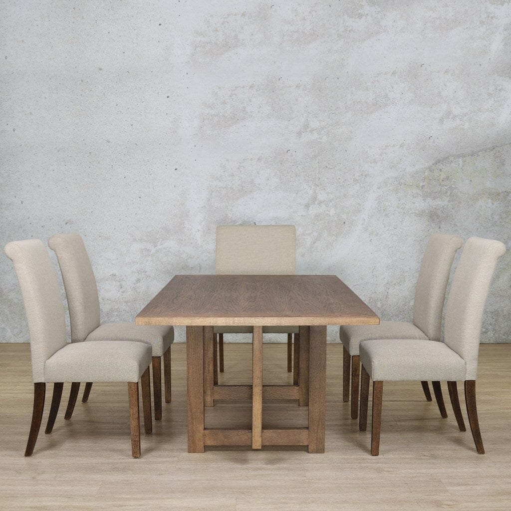 Bolton Wood Top & Baron 6 Seater Dining Set Dining room set Leather Gallery Antique Dark Oak