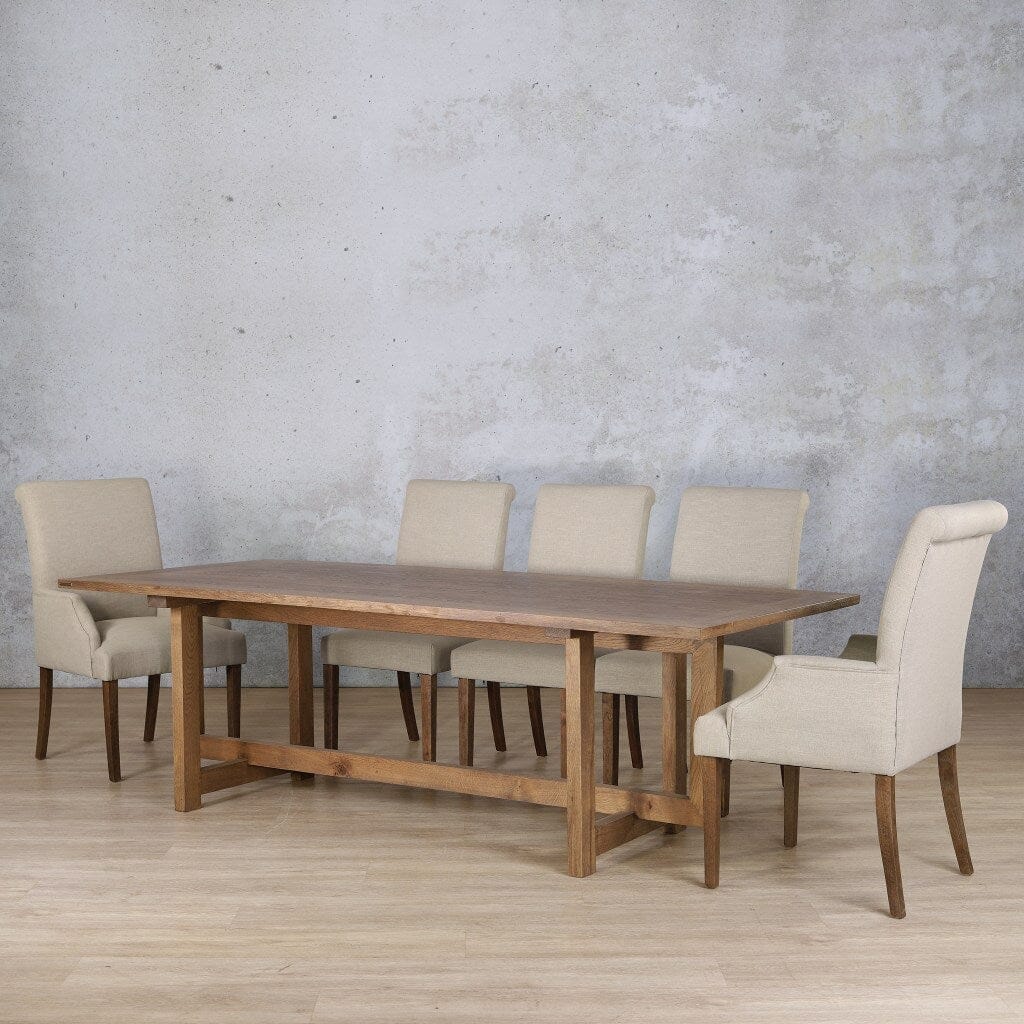 Bolton Wood Top & Baron 8 Seater Dining Set Dining room set Leather Gallery Antique Dark Oak