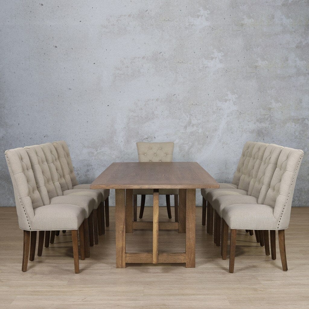 Bolton Wood Top & Duchess 10 Seater Dining Set Dining room set Leather Gallery Antique Dark Oak